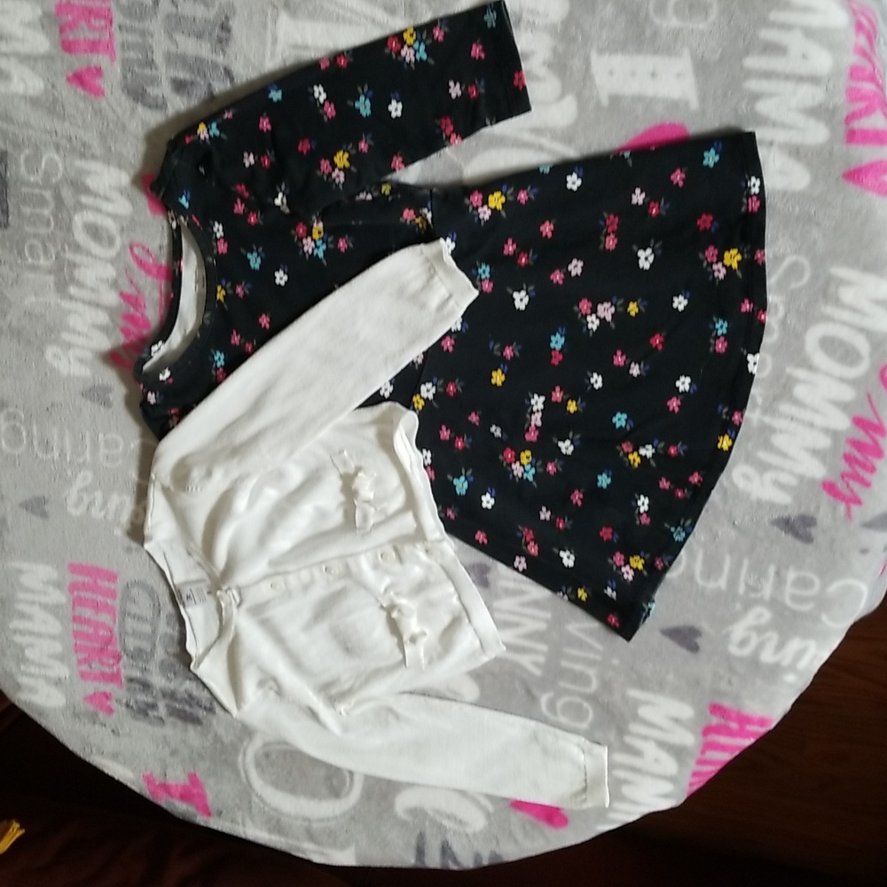 ❣5 for $25 Sale❣GAP Kids Floral Black Dress & White Sweater - 3T